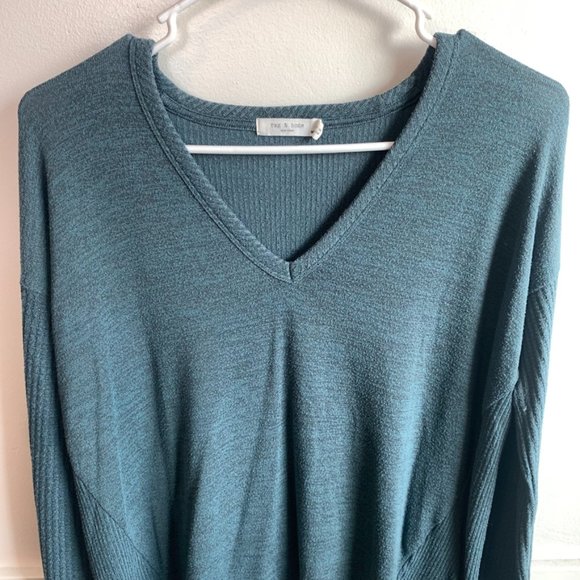 Rag & Bone Teal V-Neck Long Sleeve Shirt - Picture 5 of 8
